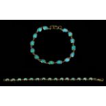 9ct Gold - Nice Quality Opal Set Bracelet, Set with 15 Opals of Good Colour.