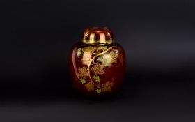 Carlton Ware Rouge Royale Lidded Ginger Jar ' Grapes on The Vine ' Pattern. Decorated In Painted