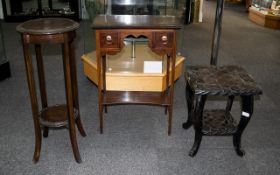A Small Collection Of Occasional Furniture Three items in total to include small ebonised table