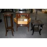 A Small Collection Of Occasional Furniture Three items in total to include small ebonised table