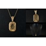 Vintage Period 9ct Gold Hinged Locket with Attached 9ct Gold Long Chain. Both Fully Hallmarked.