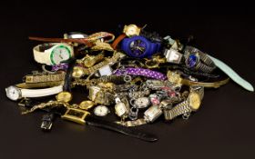A Large Collection Of Ladies Fashion Watches Approx 40 items in total to include several gold tone