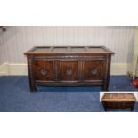 Early 18th Century Well Proportioned Oak Coffer / Chest, 4 Panels, Top / Cover with 3 Front