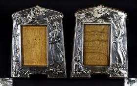 Art Nouveau Period - Matched Pair of Superb Quality Silver Photograph Frames with Wonderful Shapes