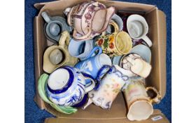 Good Box of Mainly Early Century Staffordshire Pottery including jugs, dishes etc