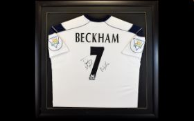 Man Utd Football Club - Original Away Shirt Worn and Signed By David Beckham.