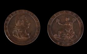 George III - Superb Quality 1797 Cartwheel Copper Penny. E.