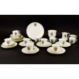 Phoenix Pottery Tunbridge Wells Part Teaset comprising 12 side plates and saucers, 11 cups, two