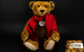 Limited Edition Steiff Replica 1906 Bear Large brown jointed mohair bear with cream felt paw pads,
