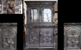 A Large 20th Century Ebonsied And Carved Dresser Very large Dutch style dresser with carved