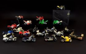 A Large Collection of Vintage Maisto Diecast Metal - 1.12 Scale Model Motorbikes ( 20 ) In Total.