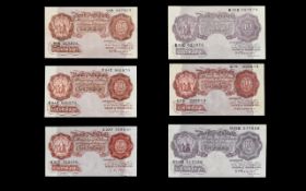 An Collection of Bank of England Ten Shillings Banknotes - All In High Grade Condition ( 6 ) Six