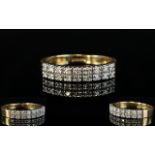 Ladies 9ct Gold 1/2 Half Eternity Diamond Ring, Set with 2 Rows of 8 Diamonds ( 16 ) In Total.
