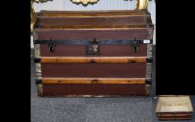 Early 20th Century Travelling Steam Trunk Of Typical form, brass and metal bound,