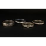 Antique and Vintage Period Collection of Silver Hinged Bangles ( 4 ) In Total.