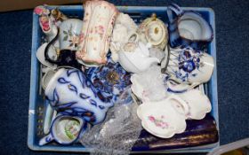 Good Box of Mainly Early Century Staffordshire Pottery including jugs,