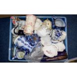 Good Box of Mainly Early Century Staffordshire Pottery including jugs,