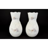 A Pair Of Kaiser Bisque Porcelain Vases In 'Rosalie' Pattern Two ovoid vases with fluted rim detail,