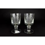 Elizabeth II Good Quality Pair of Commemorative Silver Jubilee Glass Goblets, Celebrating The 25