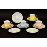 Old Royal Bone China Set of Pastel Coloured Cup & Saucer Sets 4 in total to include, peach, pink,