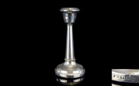 A Silver Single Candlestick. Hallmarked for Birmingham C.1921. 5.1/4 Inches Tall.