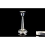 A Silver Single Candlestick. Hallmarked for Birmingham C.1921. 5.1/4 Inches Tall.