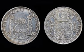 Spain Philip V 8 Reales Silver Coin. Date 1741. Mexico City - Mint. Attractively Toned. Nr E.F.