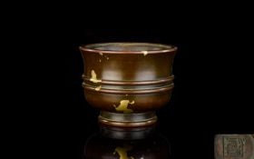 Chinese - Superb Quing Dynasty - Small Bronze / Gold Flash Pot. Mark to Base of XUAN DE - Please See