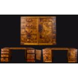 Japanese Antique Tansu, Parquetry Travelling Writing Desk,