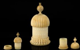 A Mid Victorian Nice Quality Carved Ivory Needlework Accessory ( Needle and Pin Holder ) In the