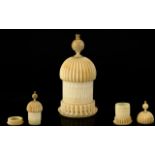 A Mid Victorian Nice Quality Carved Ivory Needlework Accessory ( Needle and Pin Holder ) In the