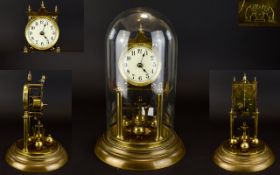 Antique Period Anniversary - 400 Day Brass Clock and Glass Dome.