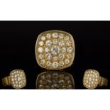 Gentleman's Large and Impressive 9ct Gold Ring with Pave Set, with Round Brilliant Cut Diamonds. The