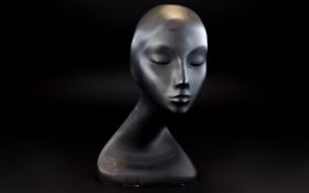 Vintage Swan Neck Mannequin Head By Winfield 1960's female mannequin head in vacuum molded black