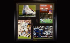 Football Interest David Beckham Autographed Photo Display Framed and mounted under glass with