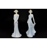 Coalport Porcelain Figures ( 2 ) Silhouettes. 1/ Philippa. c.1993. 10.25 Inches High. 2/ Susannah.