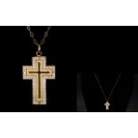 A Vintage 9ct Two Tone Gold Cross and Chain. Fully Hallmarked for 9ct Gold. 20 Inches In length.