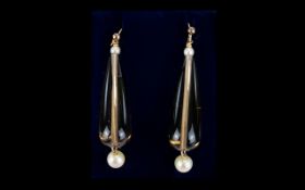 A Pair of Victorian Gold Drop Earrings.