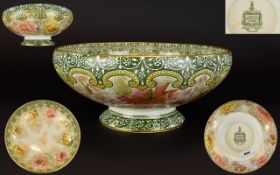Royal Doulton Art Nouveau Period Large Footed Bowl, Decorated Underglaze Indestructible Flowers, Reg