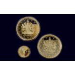 A Collection of Super size 24ct Gold Plated Proof Coins / Medallions to Commemorate Queen