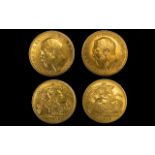 George V - High Grade 22ct Gold Half Sovereigns ( 2 ) In Total. Dates For 1912 & 1913.