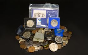 A Varied Collection Of Great Britain And Foreign Coins To include, crowns, Royal commemorative,