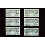 Bank of England Collection of Six One Pound Green Banknotes - good grades. Comprises 1. Chief
