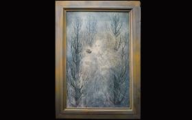 A Large Decorative Print On Board Framed print depicting an ethereal maiden with billowing gauze