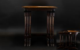 Mahogany Nest Of Tables Edwardian Tables in the French style of plain form with turned legs and