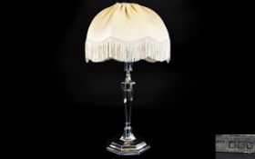 Art Deco Tall and Impressive Solid Silver Top Quality Table Lamp, of Excellent Form.