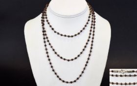 Antique Period - White Metal Attractive and Long Chain, Set with Garnets and Seed Beads Spacers, The