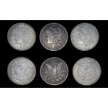 United States of America Silver Morgan One Dollars ( 3 ) High Grade Coins In Total. Date and Mint