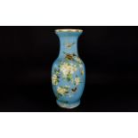 A Large Decorative Vase Floor standing ornamental vase hand painted with apple blossom, bird and