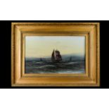 Maritime Interest Original Oil On Board Housed in original ornate yellow gilt frame with deep